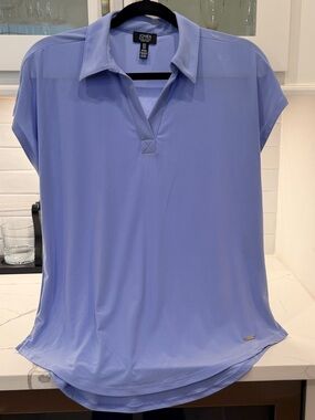 Jones New York Periwinkle Polo-Style Cap Sleeve Top